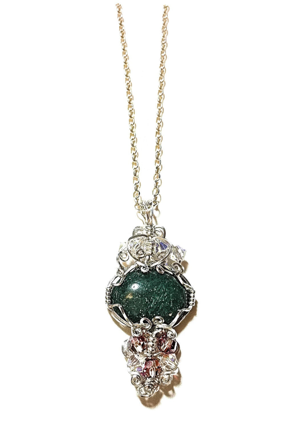 Silver Gemstone Fairy Pendant
