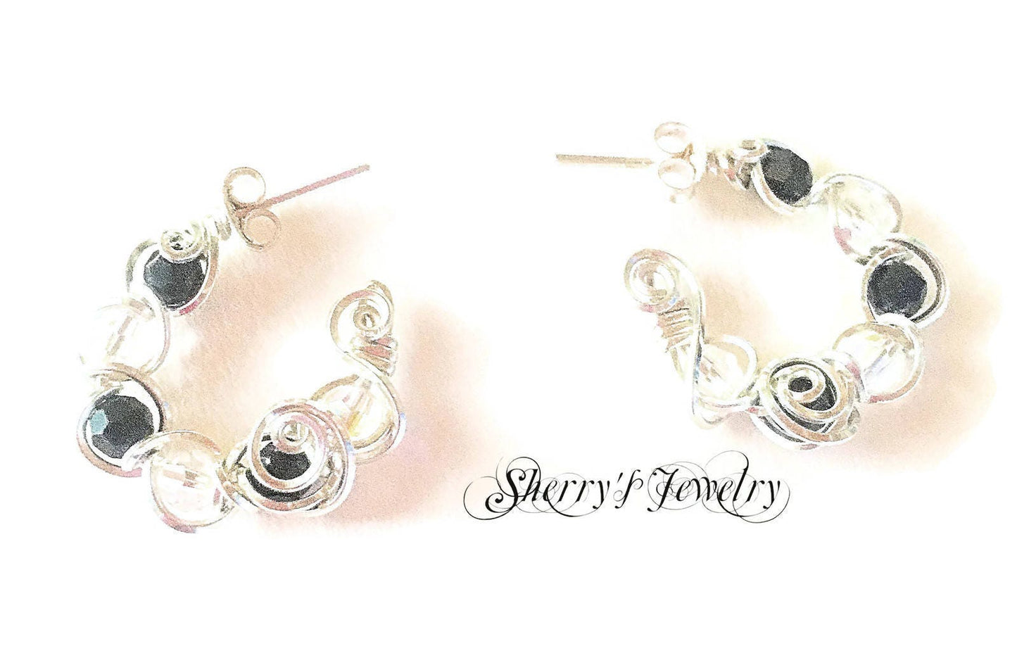 Silver crystal hoop earrings