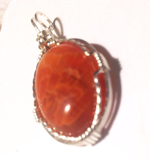 Sterling silver Fire Agate pendant