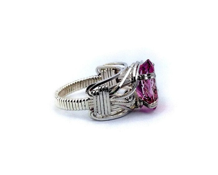 Silver Pink Topaz solitaire ring