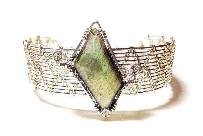 Silver Chevron Labradorite Bracelet