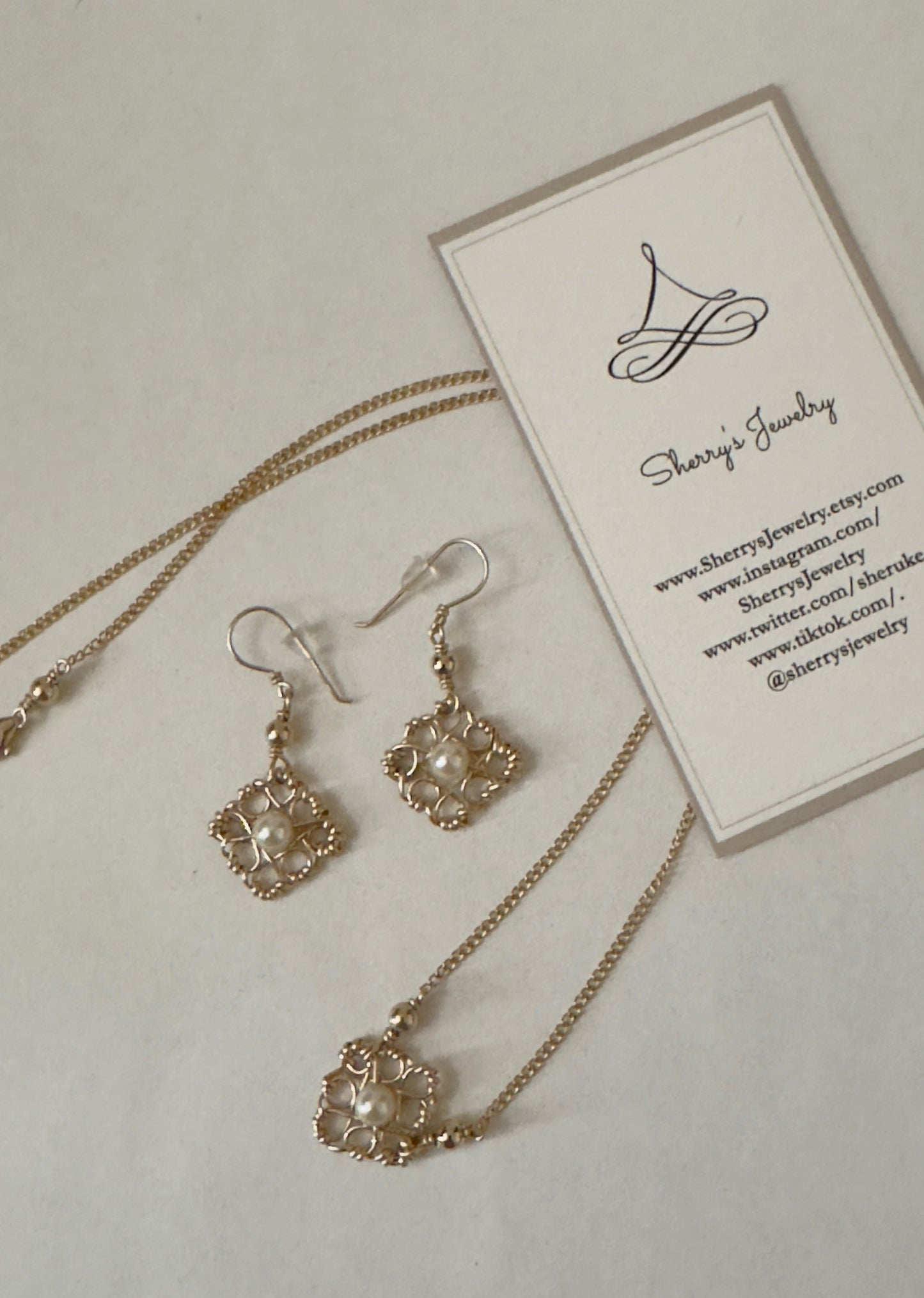 Golden Swarovski Pearl Jewelry set