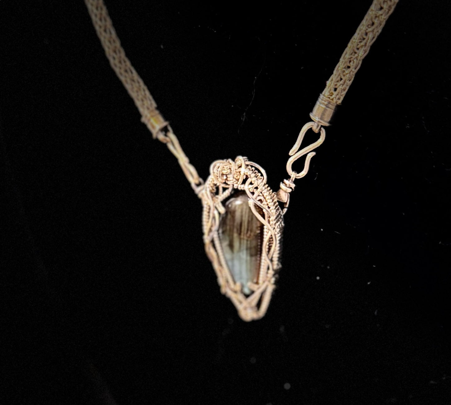 Silver Labradorite Viking knit necklace