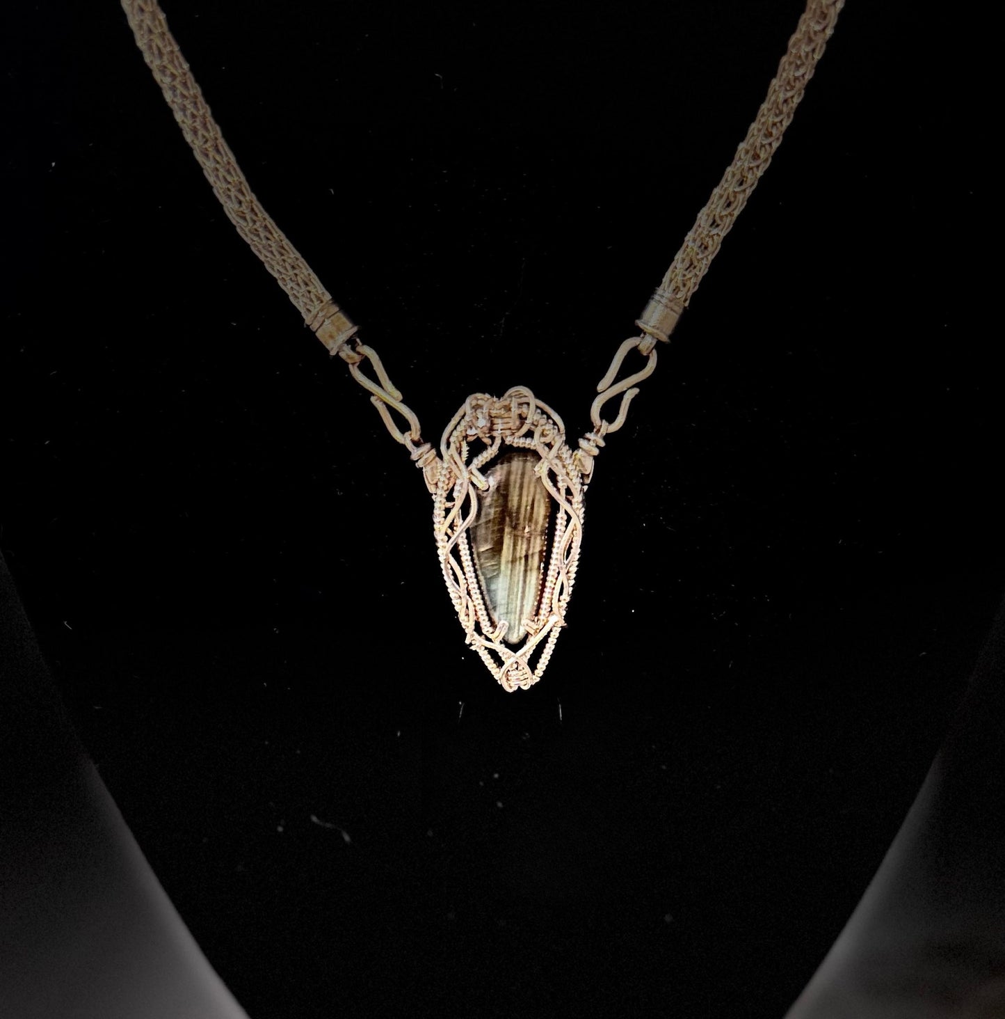 Silver Labradorite Viking knit necklace