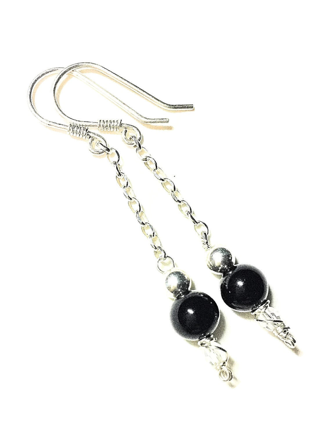 Silver onyx earrings