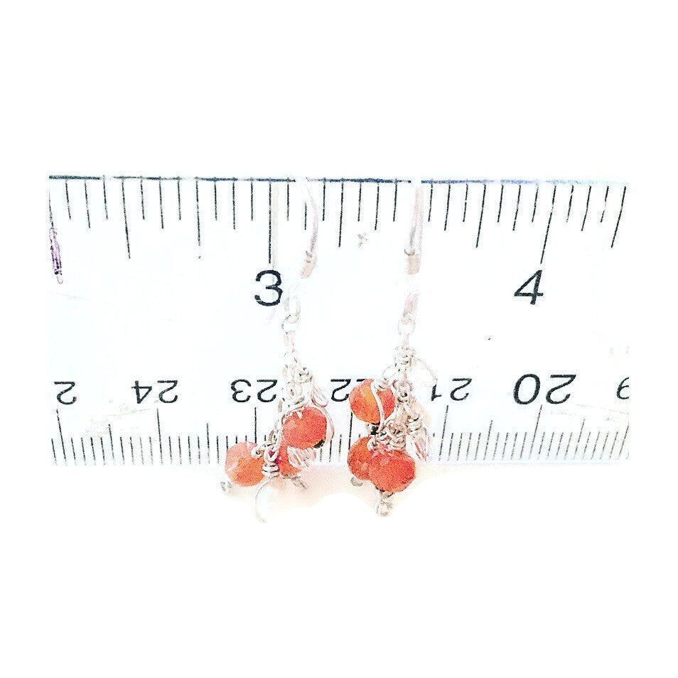 Silver carnelian pearl earrings