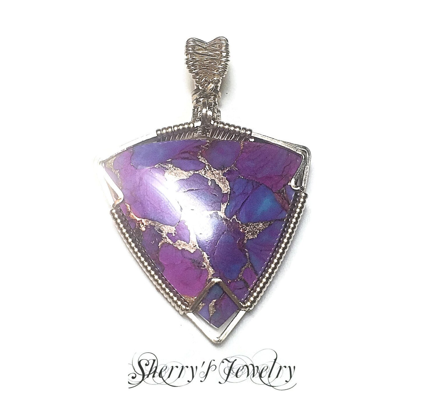 Handmade Gold Colbaugh (dyed)purple & Bronze Mohave Turquoise Pendant