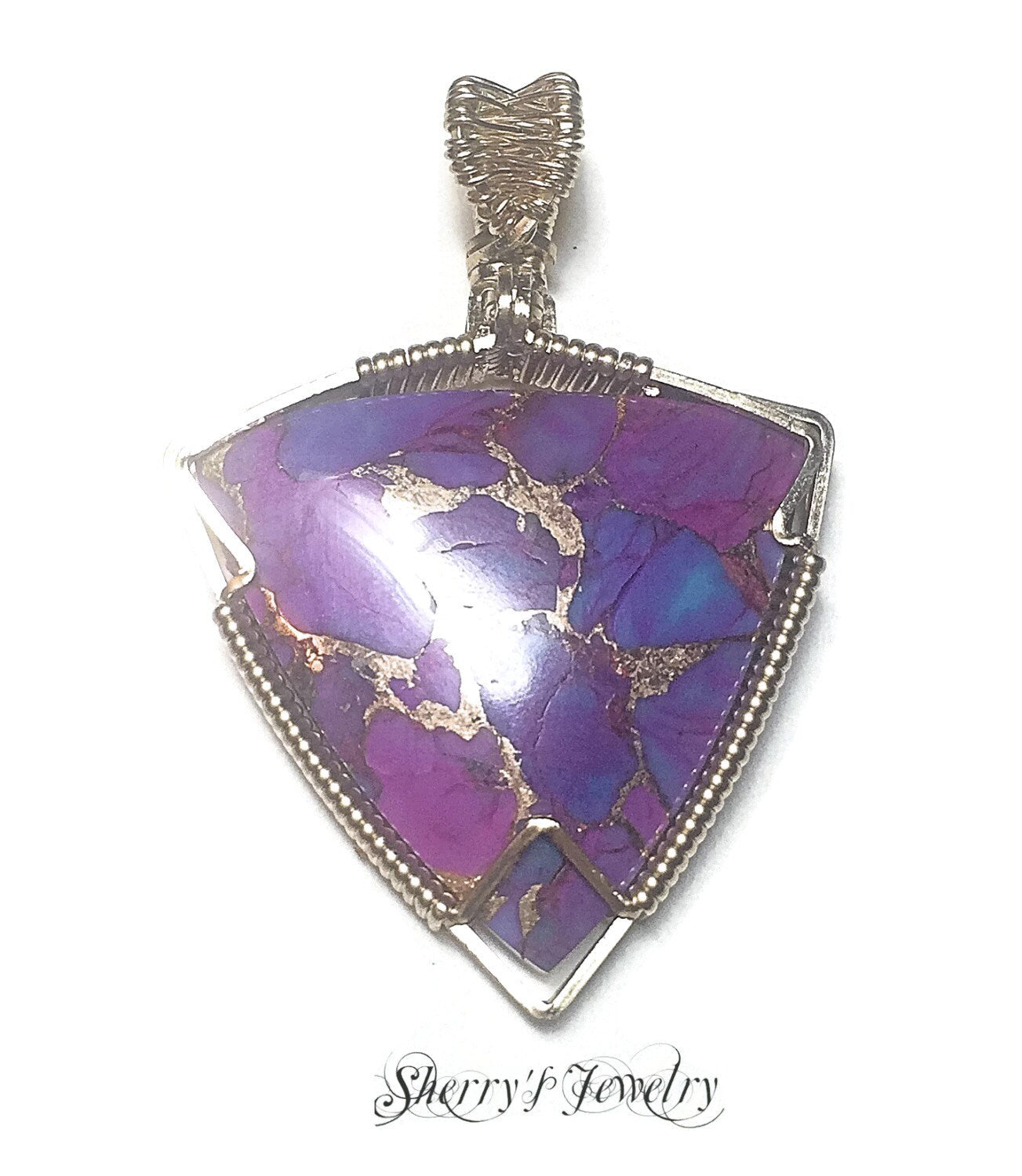Handmade Gold Colbaugh (dyed)purple & Bronze Mohave Turquoise Pendant