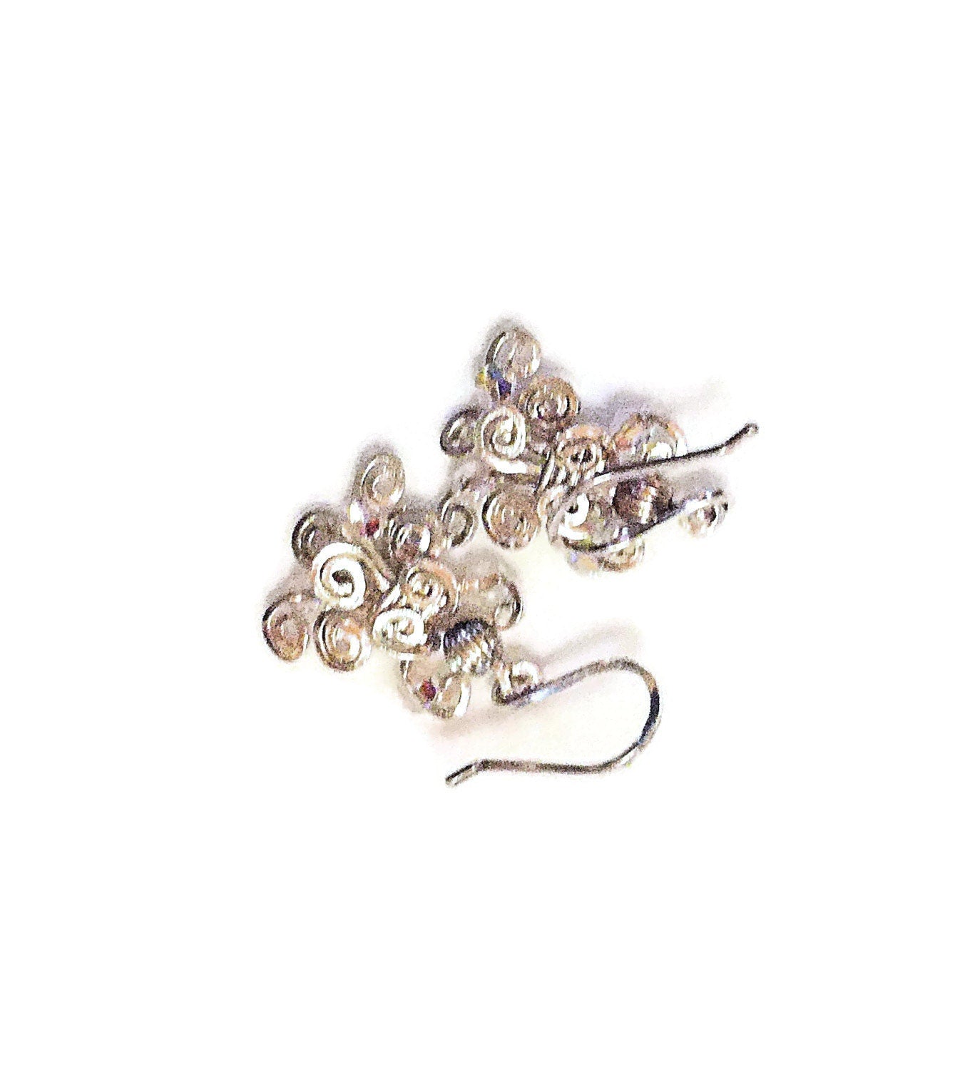 Silver crystal wire earrings