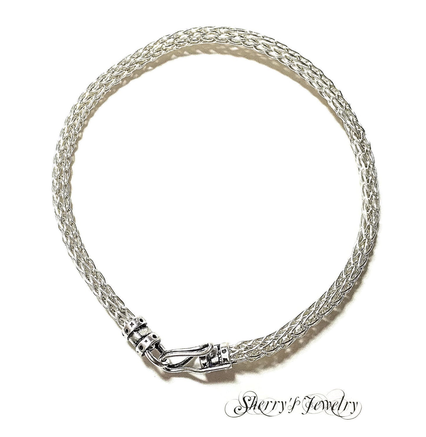 Silver Viking knit bracelet