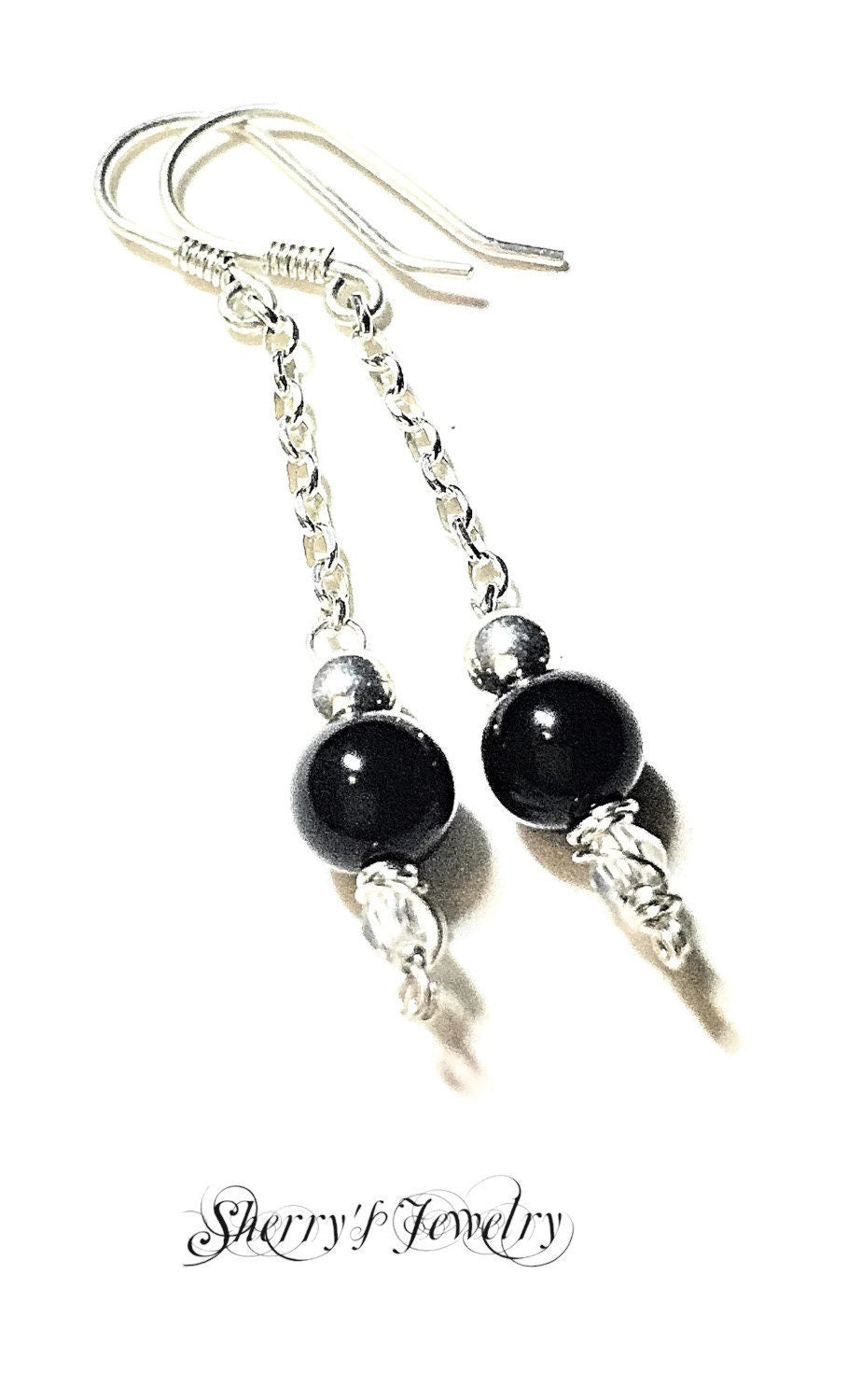 Silver onyx earrings