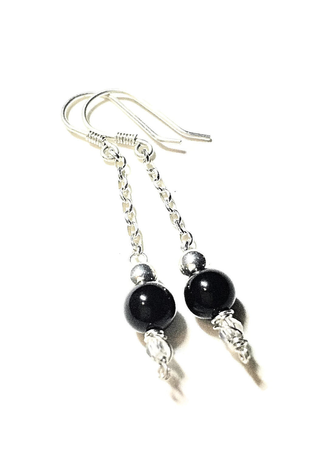 Silver onyx earrings