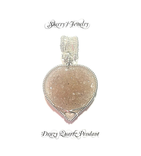 Silver Druzy Quartz Pendant