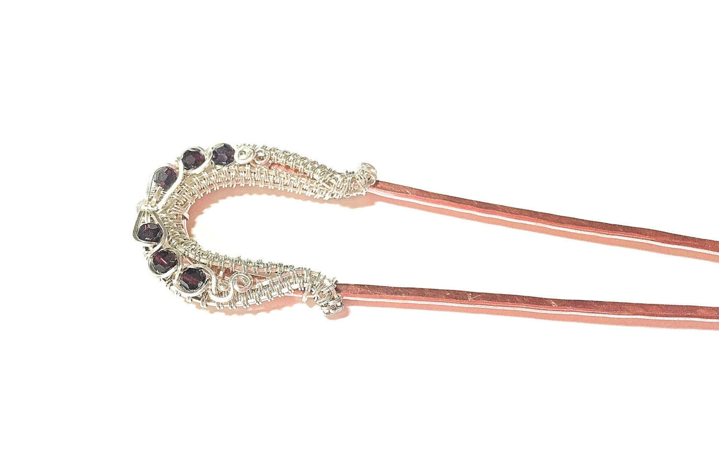 Silver Garnet Swarovski crystal copper hair pin