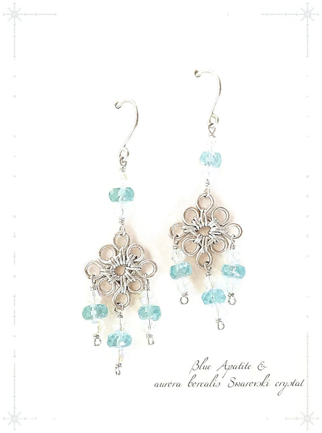 Silver Apatite Chandelier Earrings