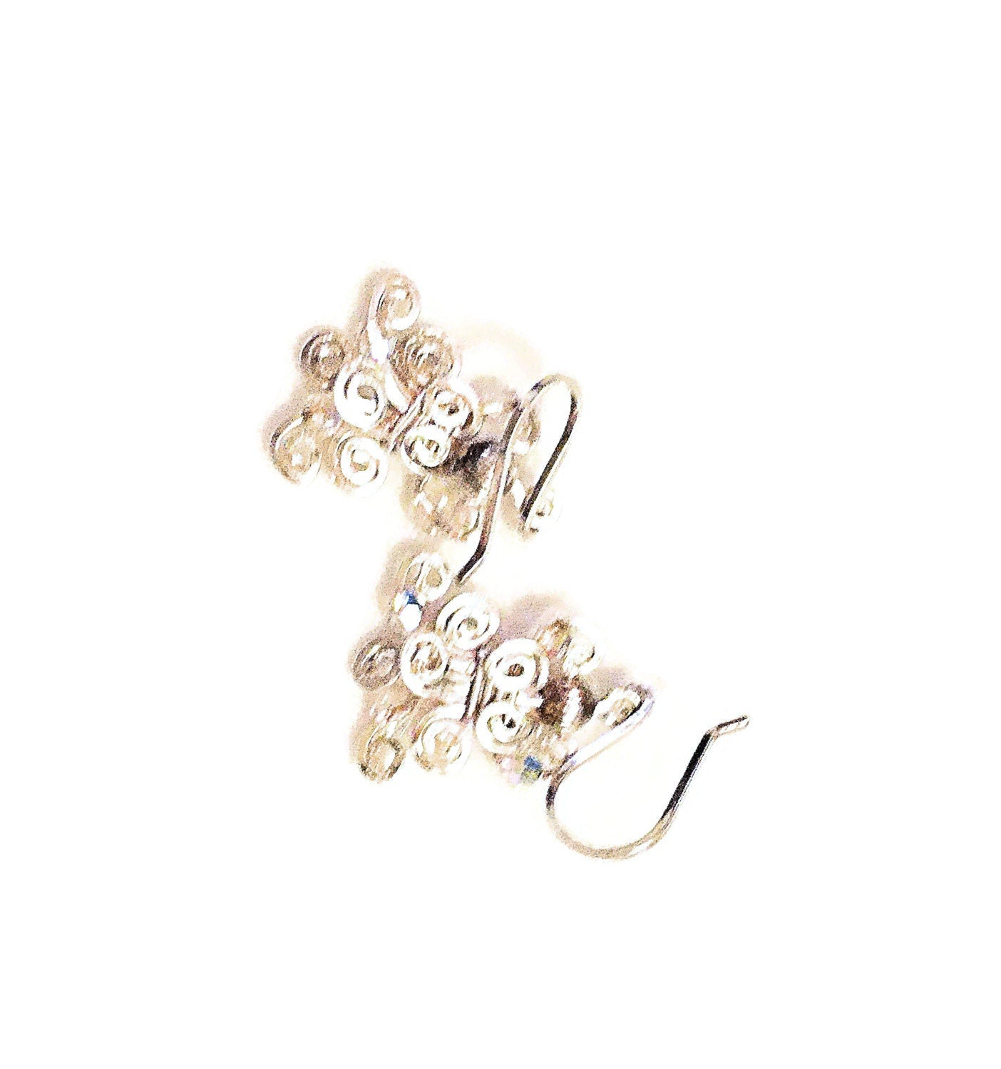 Silver crystal wire earrings
