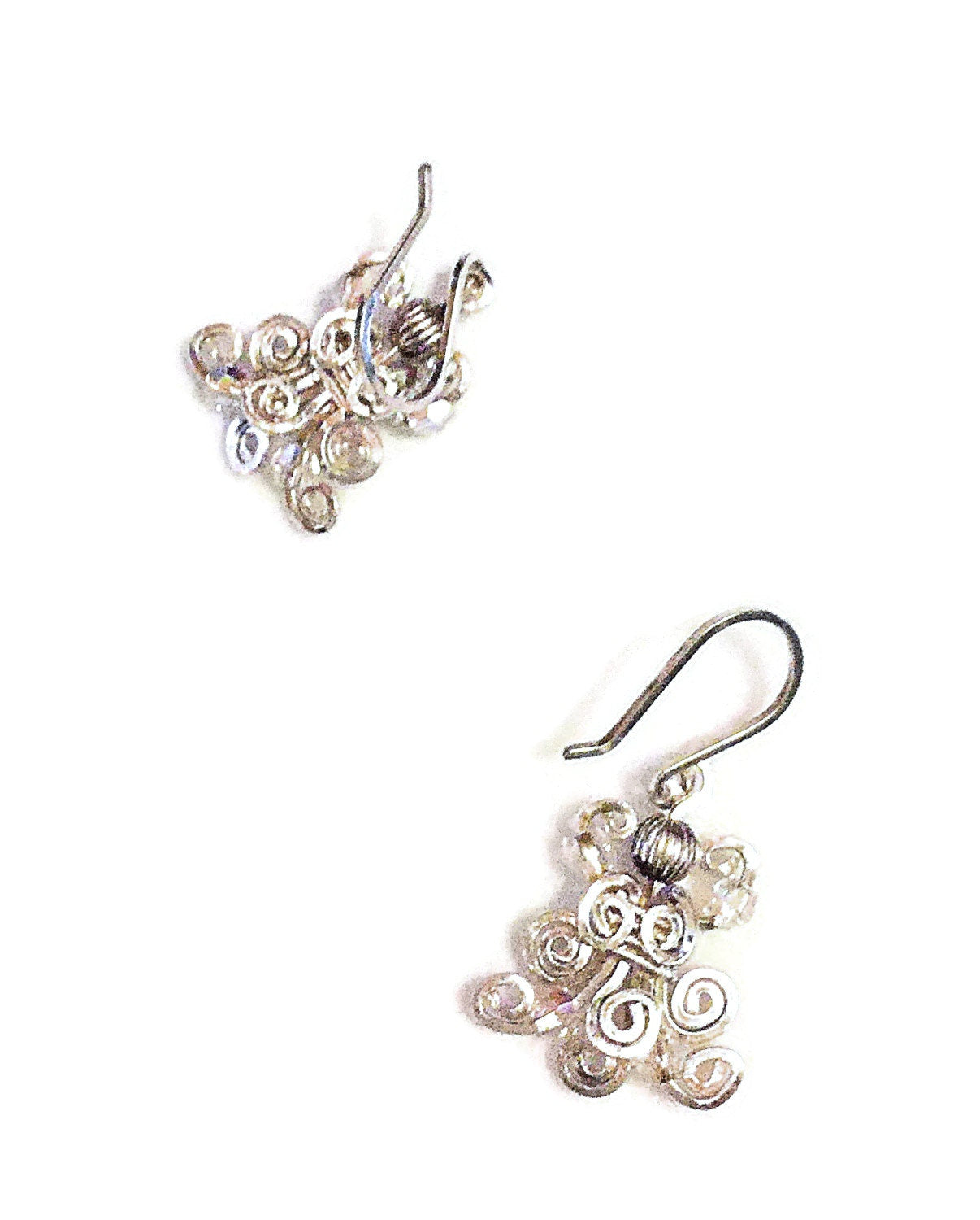 Silver crystal wire earrings