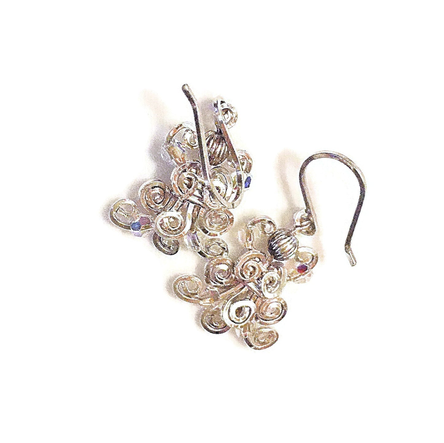 Silver crystal wire earrings