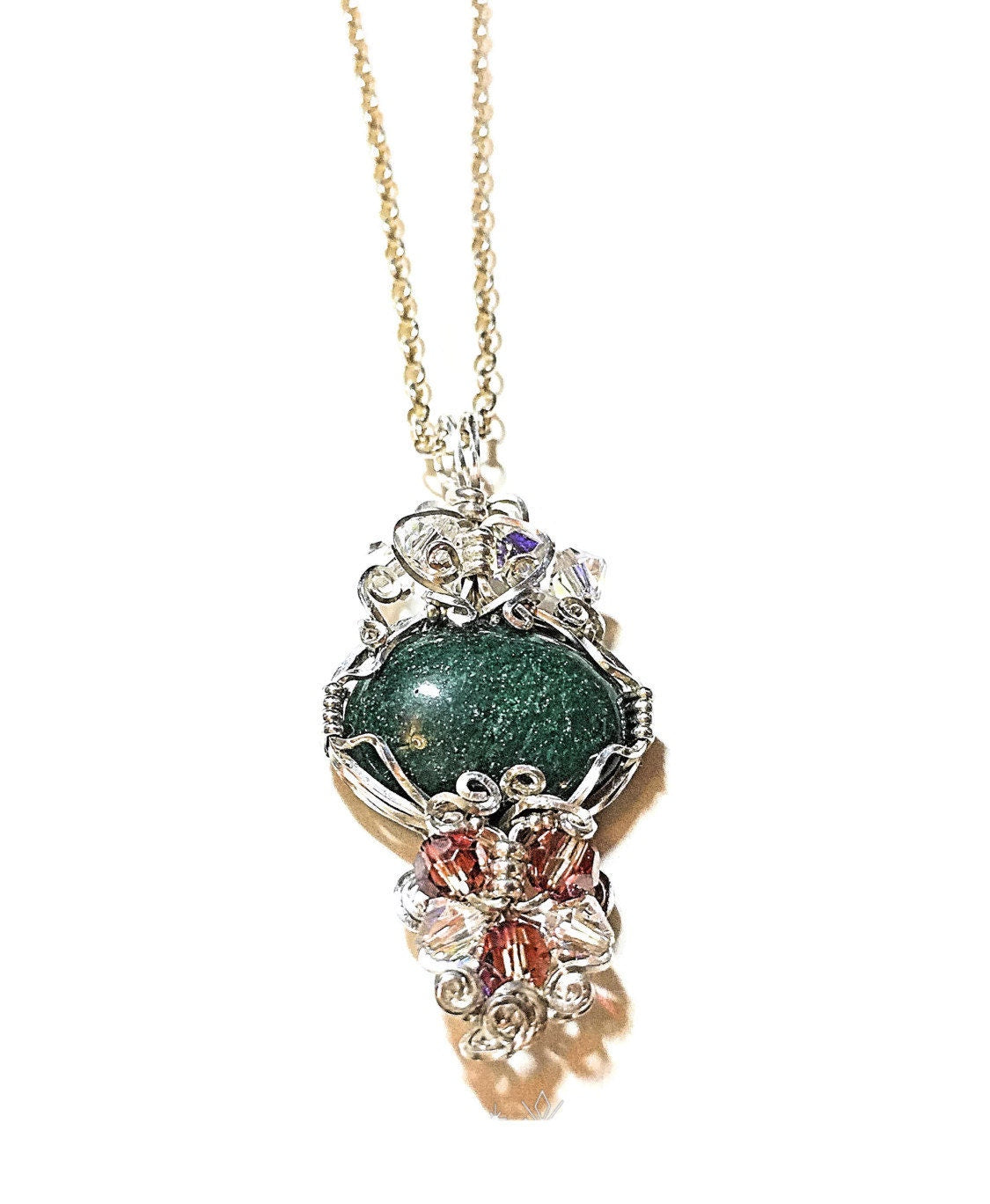 Silver Gemstone Fairy Pendant