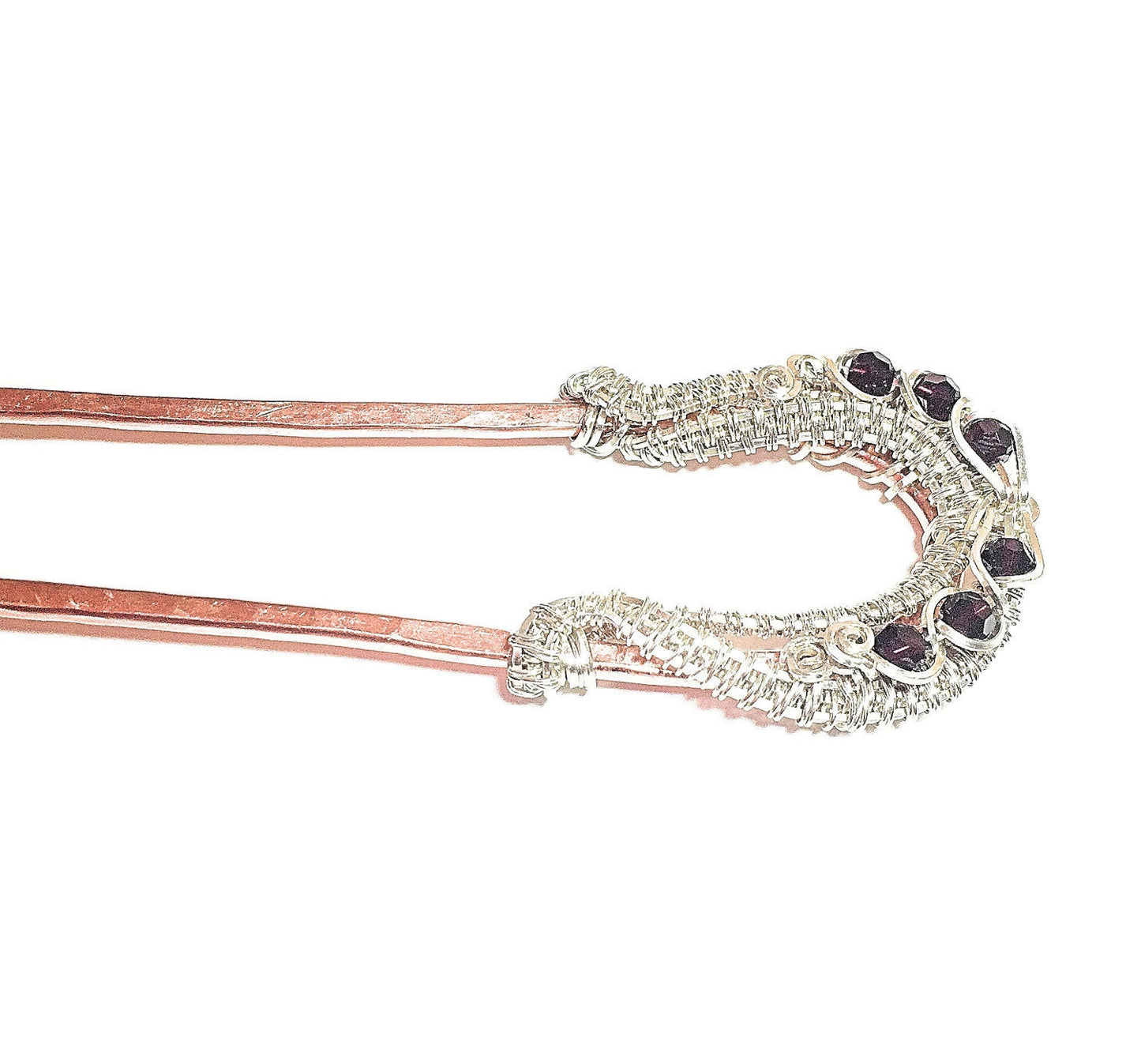 Silver Garnet Swarovski crystal copper hair pin