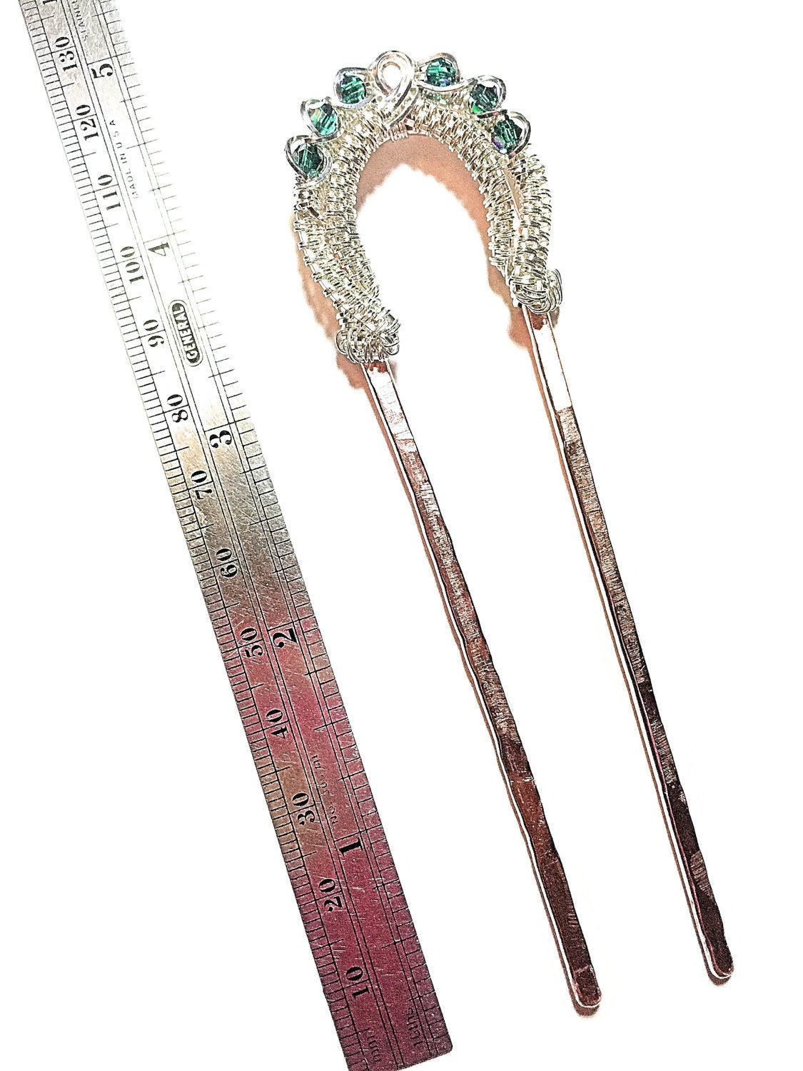 Silver Swarovski crystal hair pin