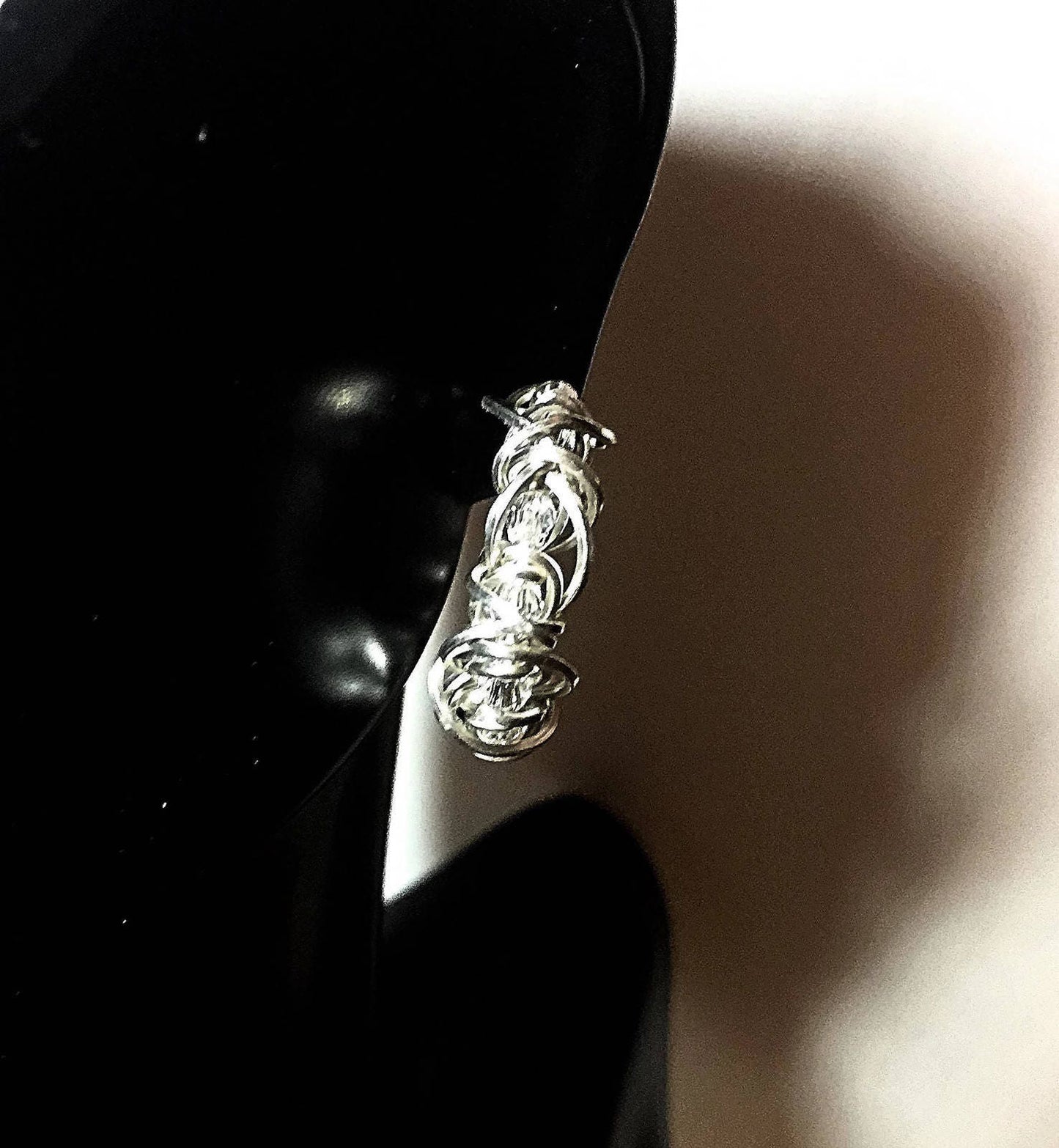 Silver swarovski crystal hoop earrings
