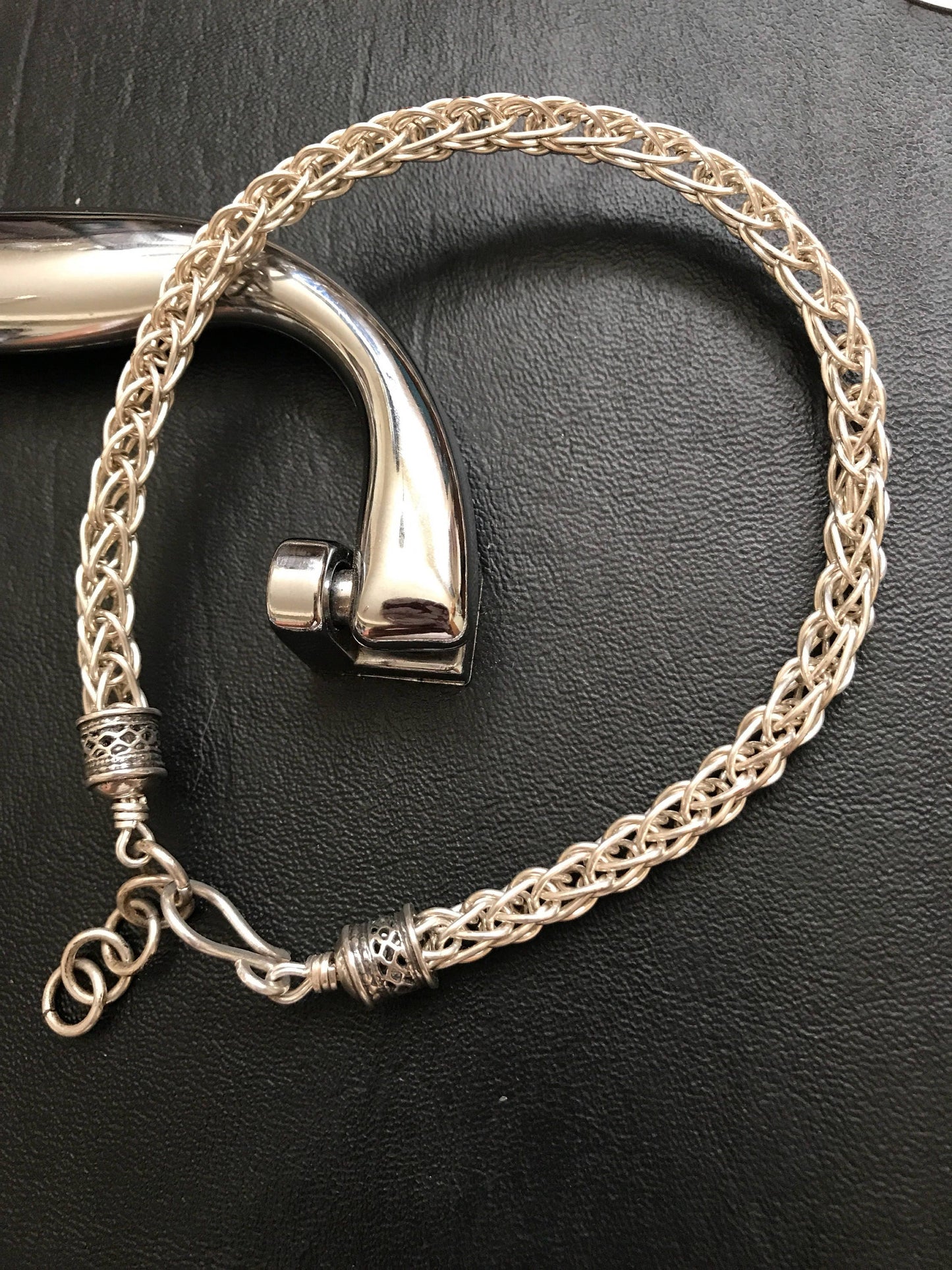 Silver Mens Viking knit bracelet