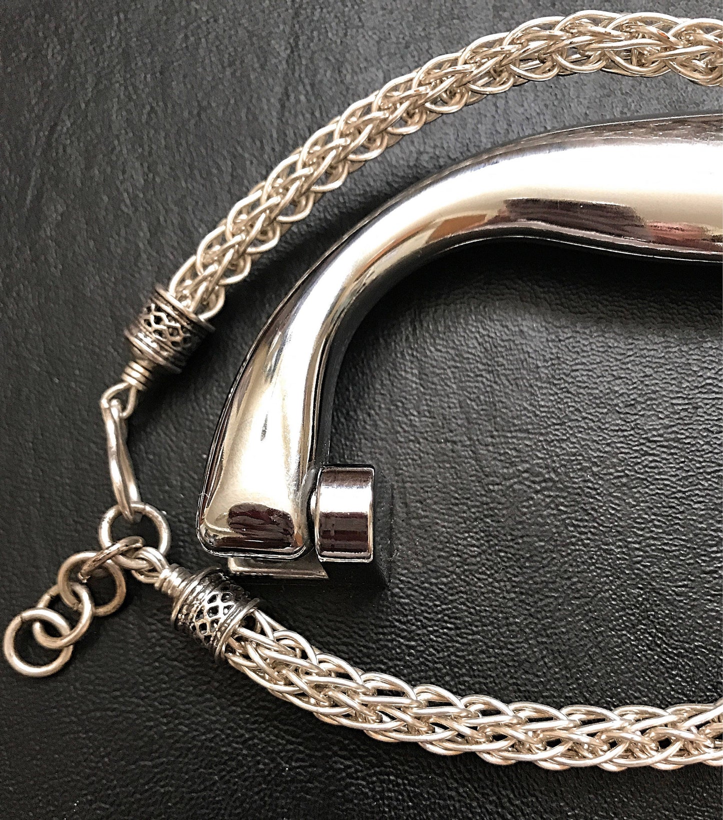 Silver Mens Viking knit bracelet