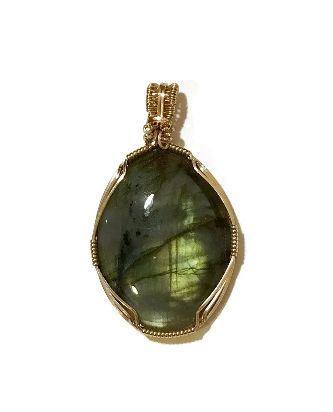 14kt Gold labradorite pendant
