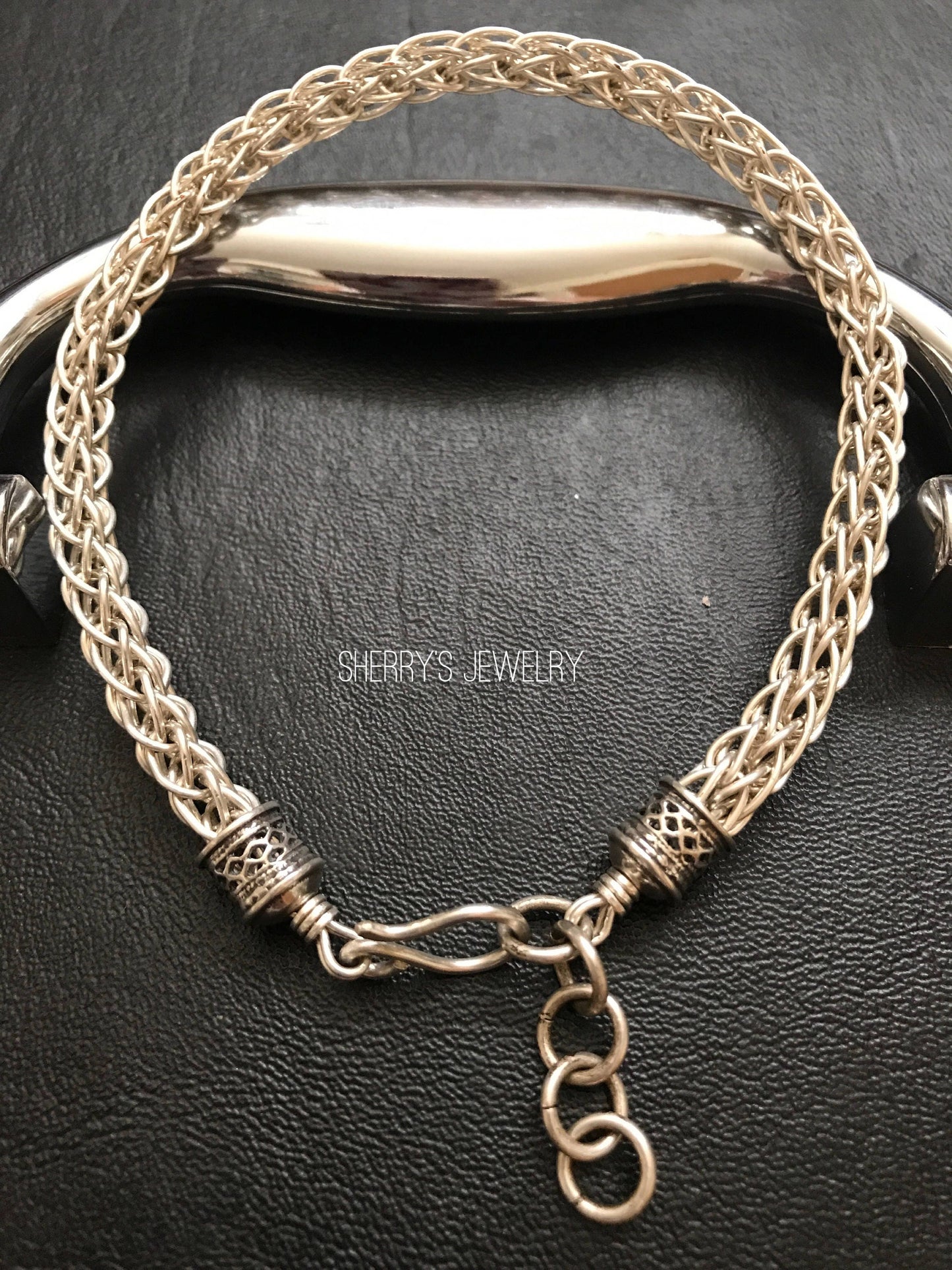 Silver Mens Viking knit bracelet