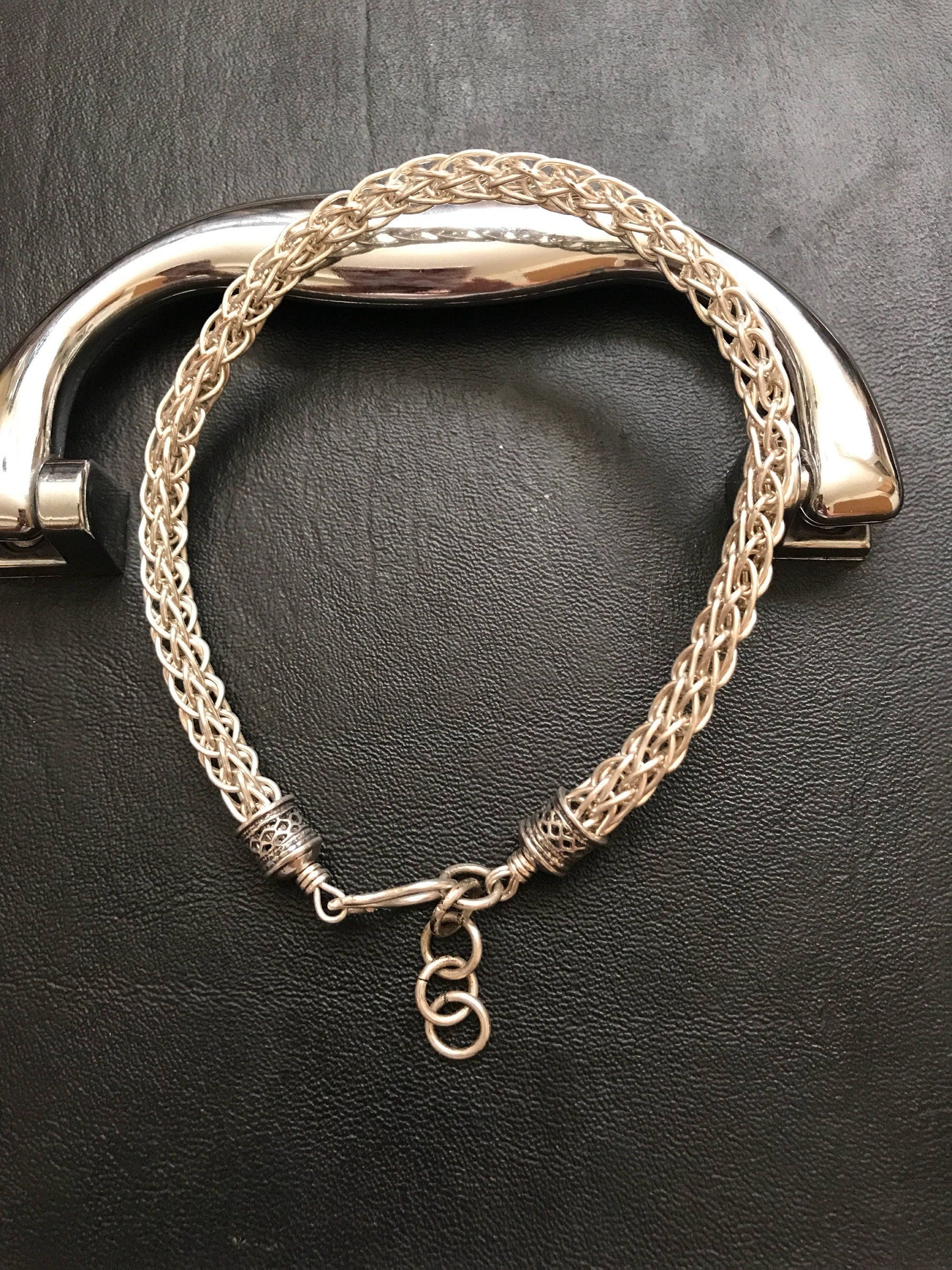 Silver Mens Viking knit bracelet