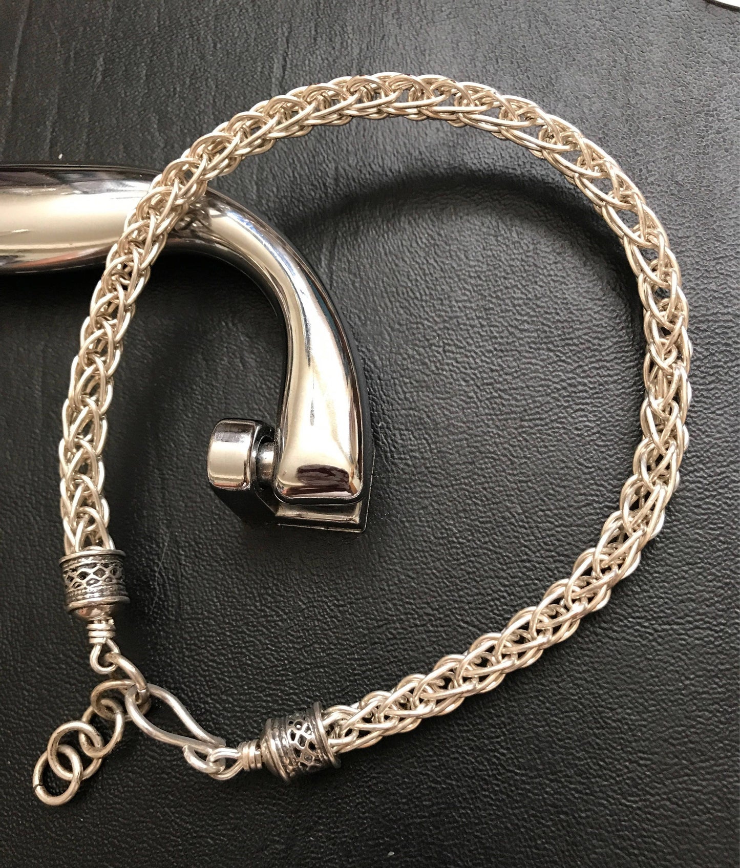 Silver Mens Viking knit bracelet
