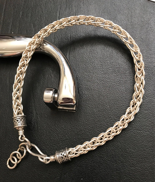 Silver Mens Viking knit bracelet
