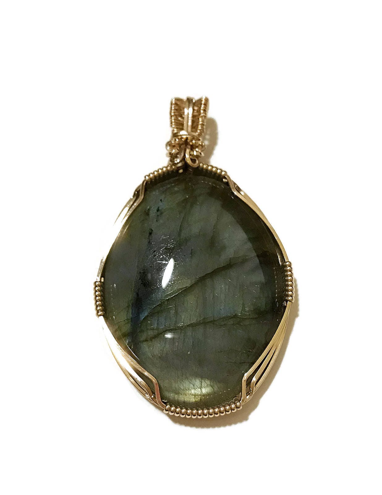 14kt Gold labradorite pendant