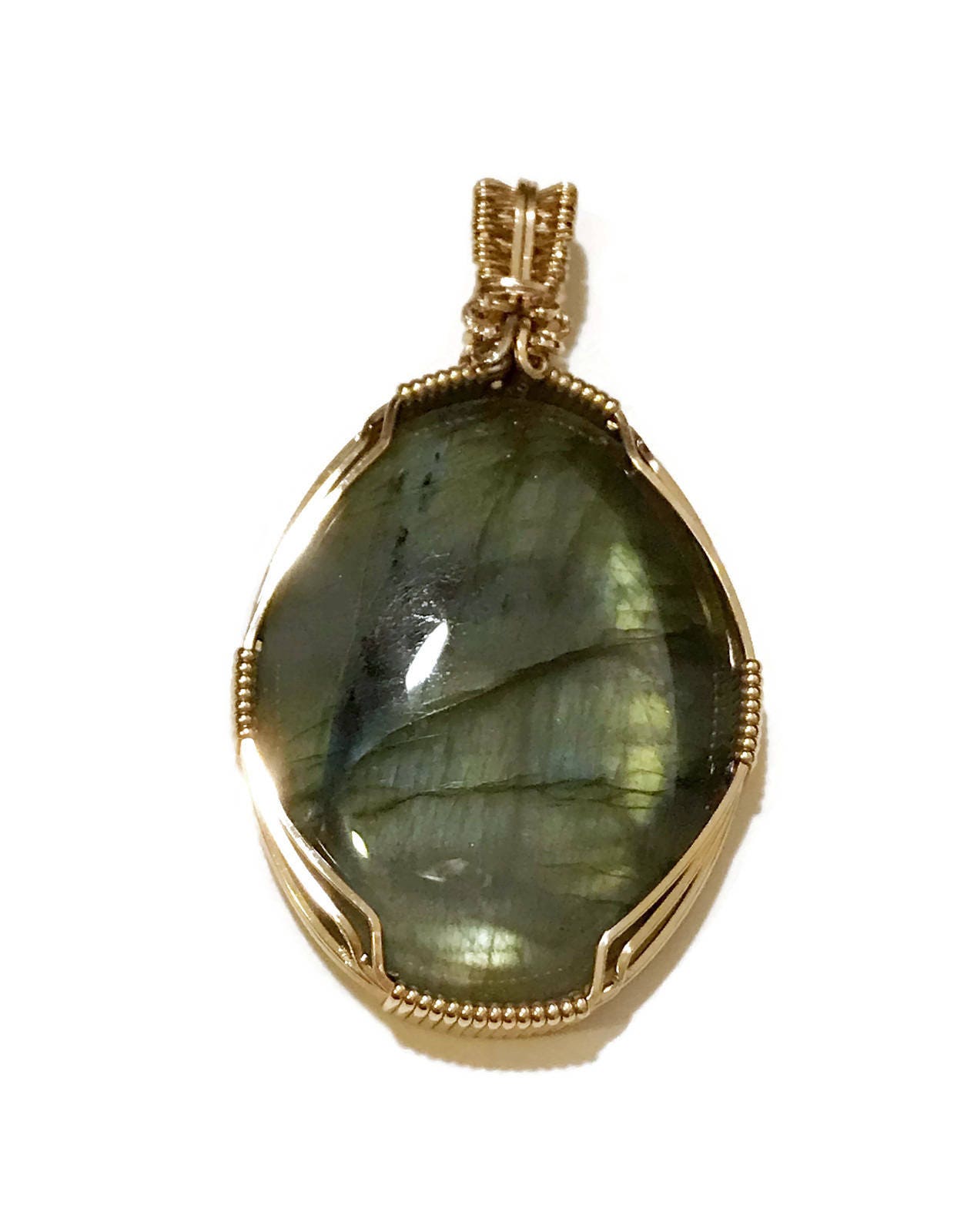 14kt Gold labradorite pendant
