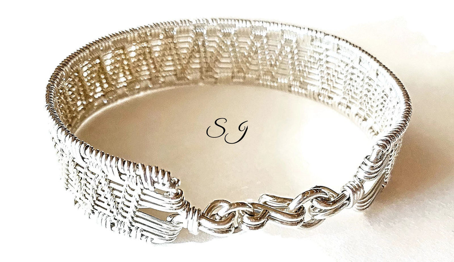 Silver Geometric bangle