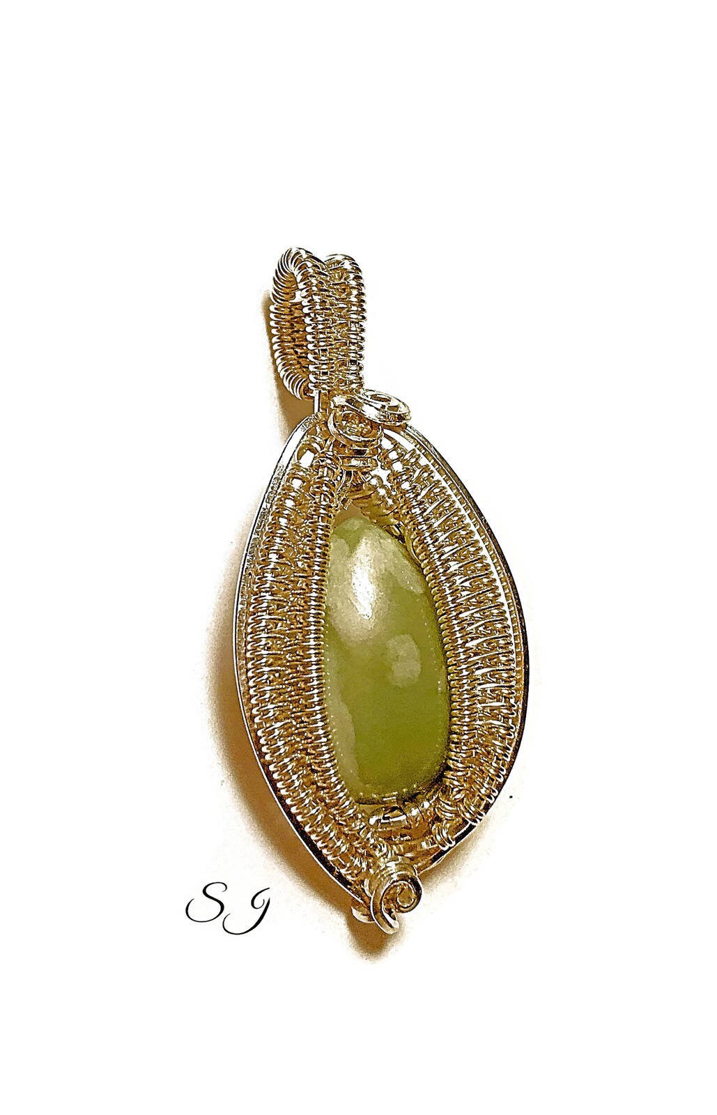Handmade Sterling silver Peace stone pendant