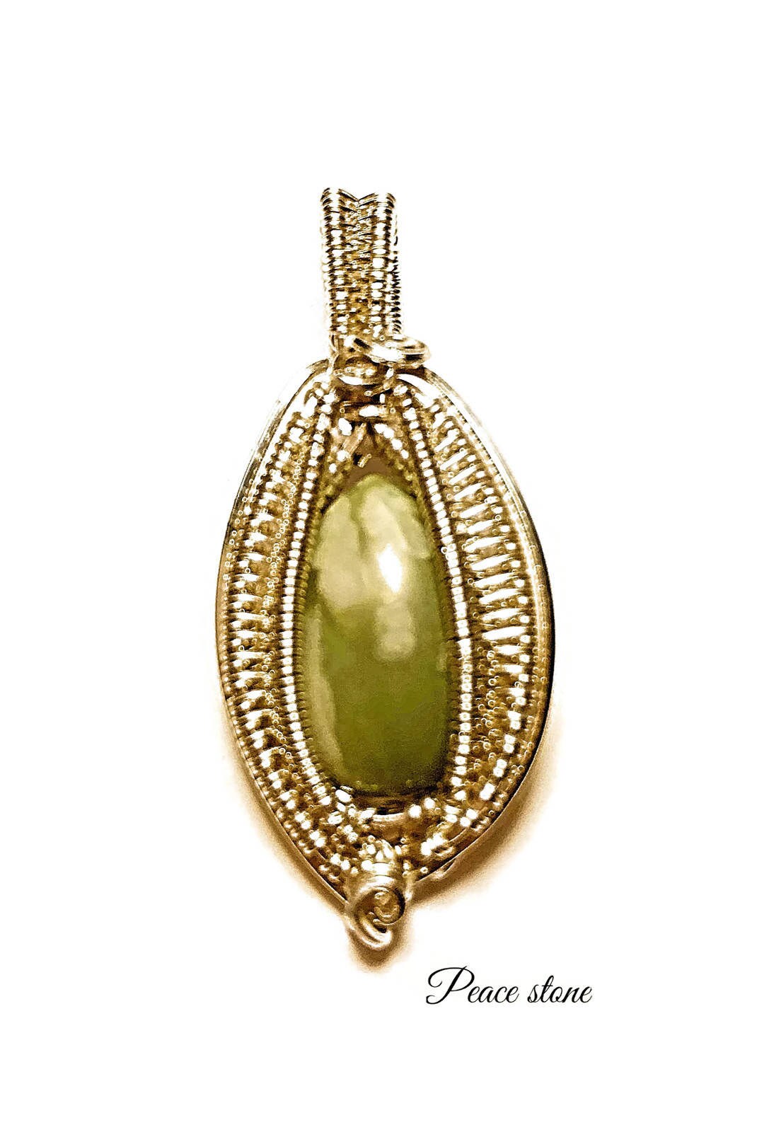 Handmade Sterling silver Peace stone pendant