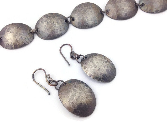 Silver Boho bracelet and earring set