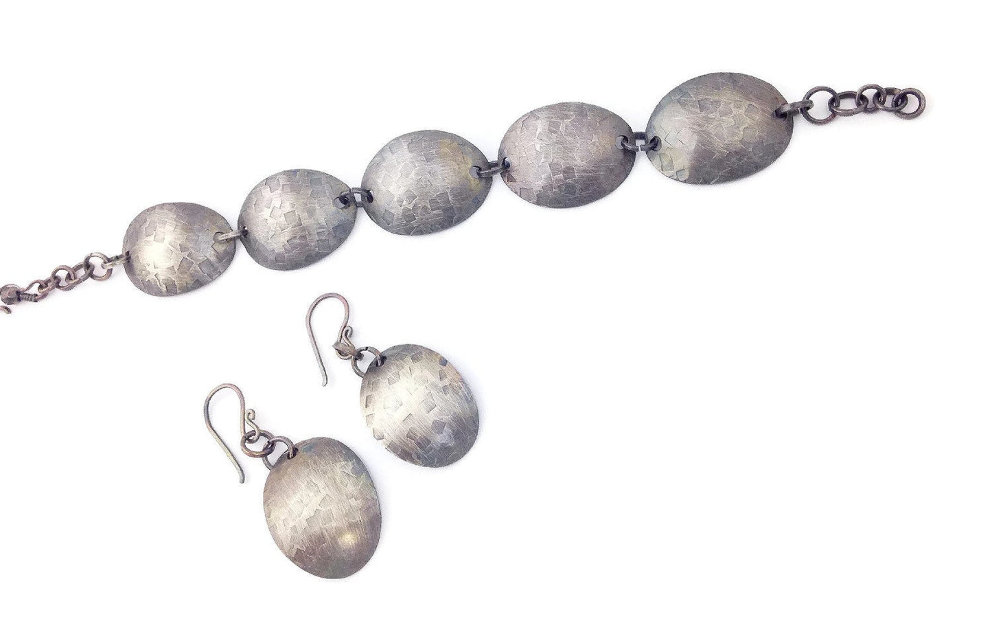 Silver Boho bracelet and earring set