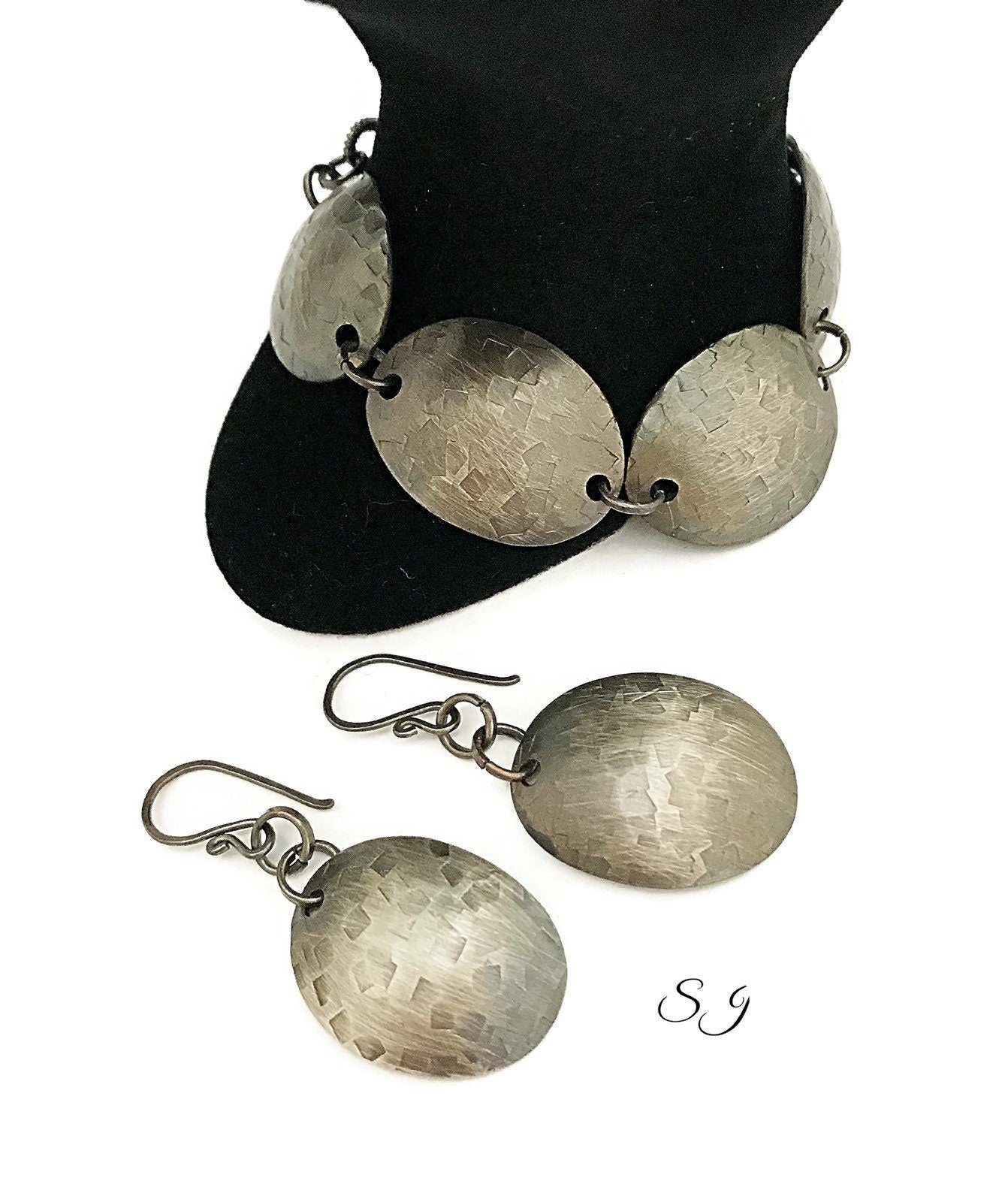 Silver Boho bracelet and earring set