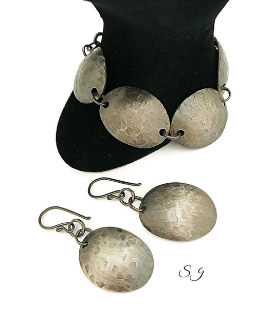 Silver Boho bracelet and earring set