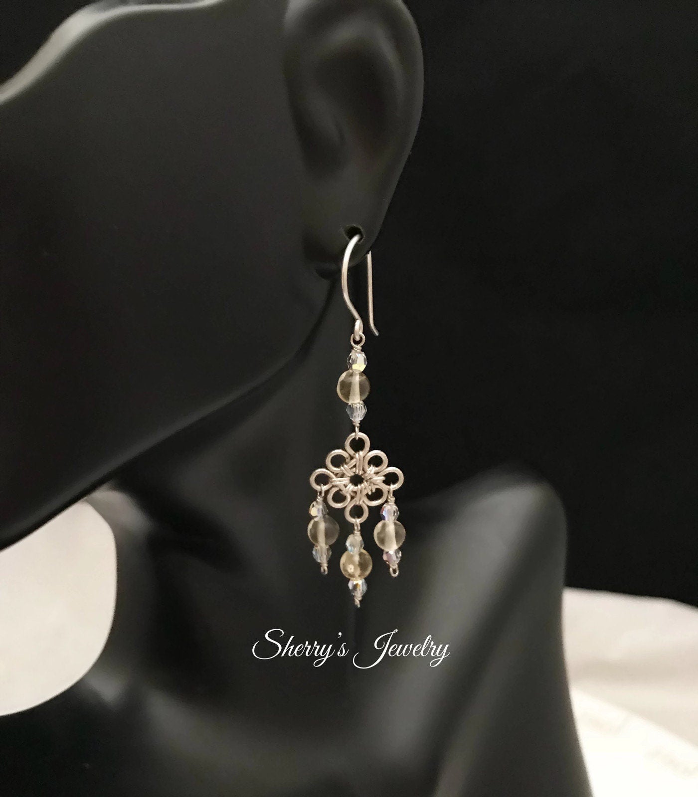 Silver Citrine Chandelier Earrings