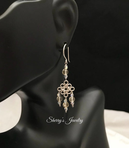 Silver Citrine Chandelier Earrings