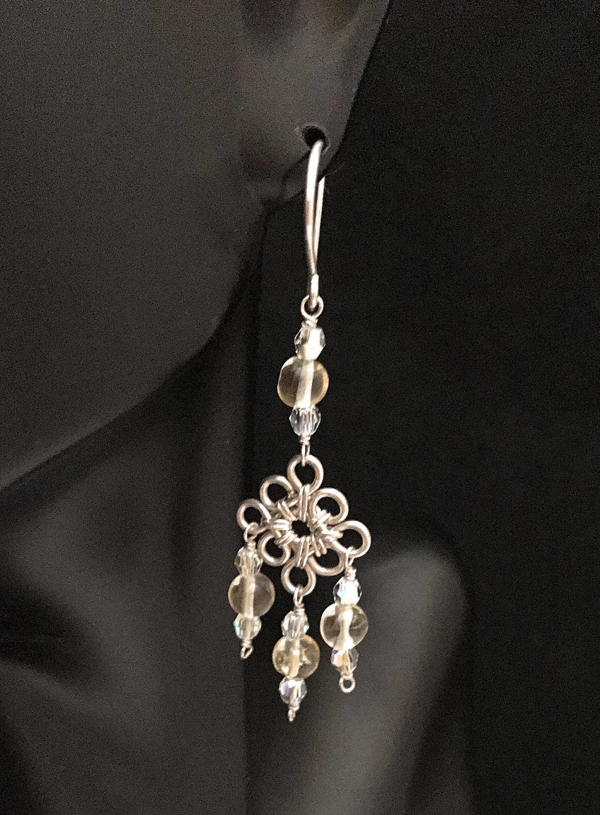 Silver Citrine Chandelier Earrings