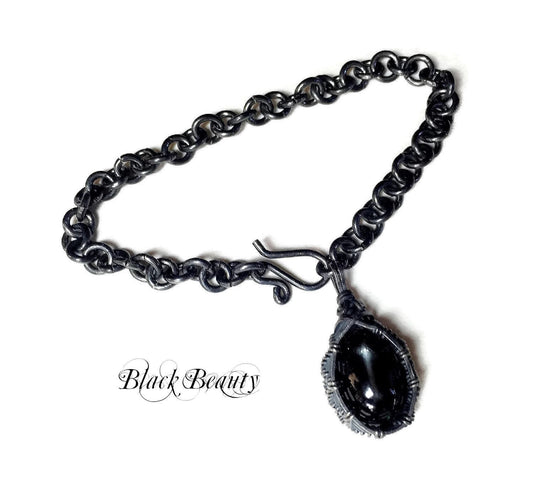Silver Black Star of India bracelet