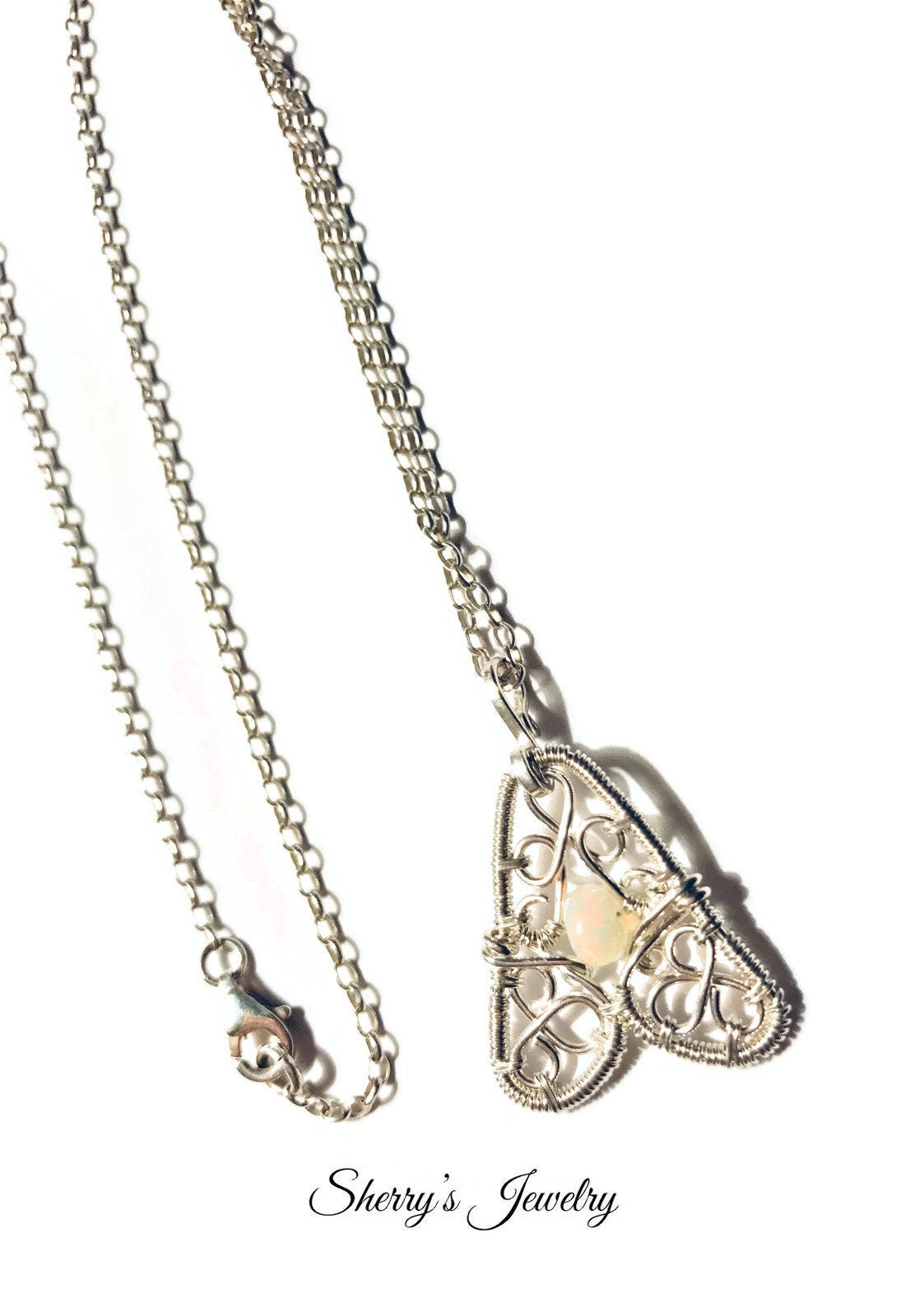 Silver Ethiopian opal charm necklace