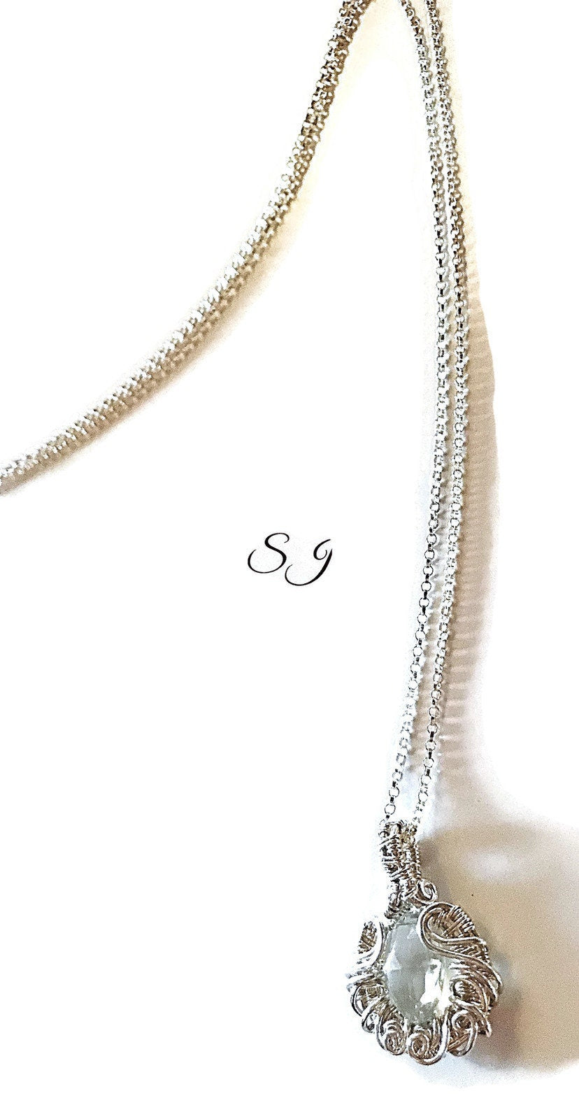 Silver Green Amethyst necklace
