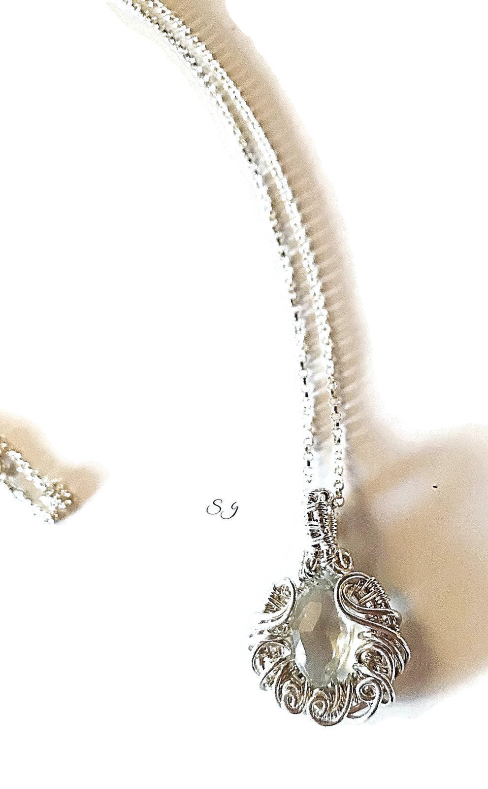 Silver Green Amethyst necklace