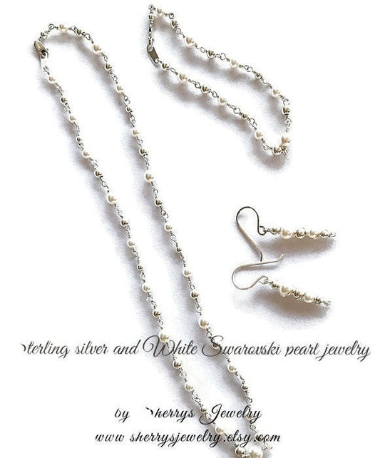 Silver Pearl Necklace Set